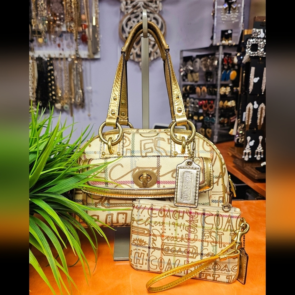 Coach Poppy Graffiti Multicolor Signature Satchel and Wristlet